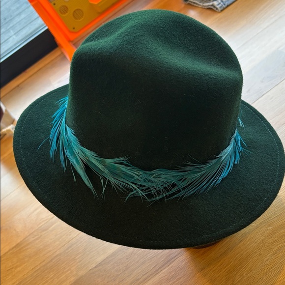 Eugenia Kim Fedora 100% Wool Green Peacock Hat Size Medium - Picture 4 of 7